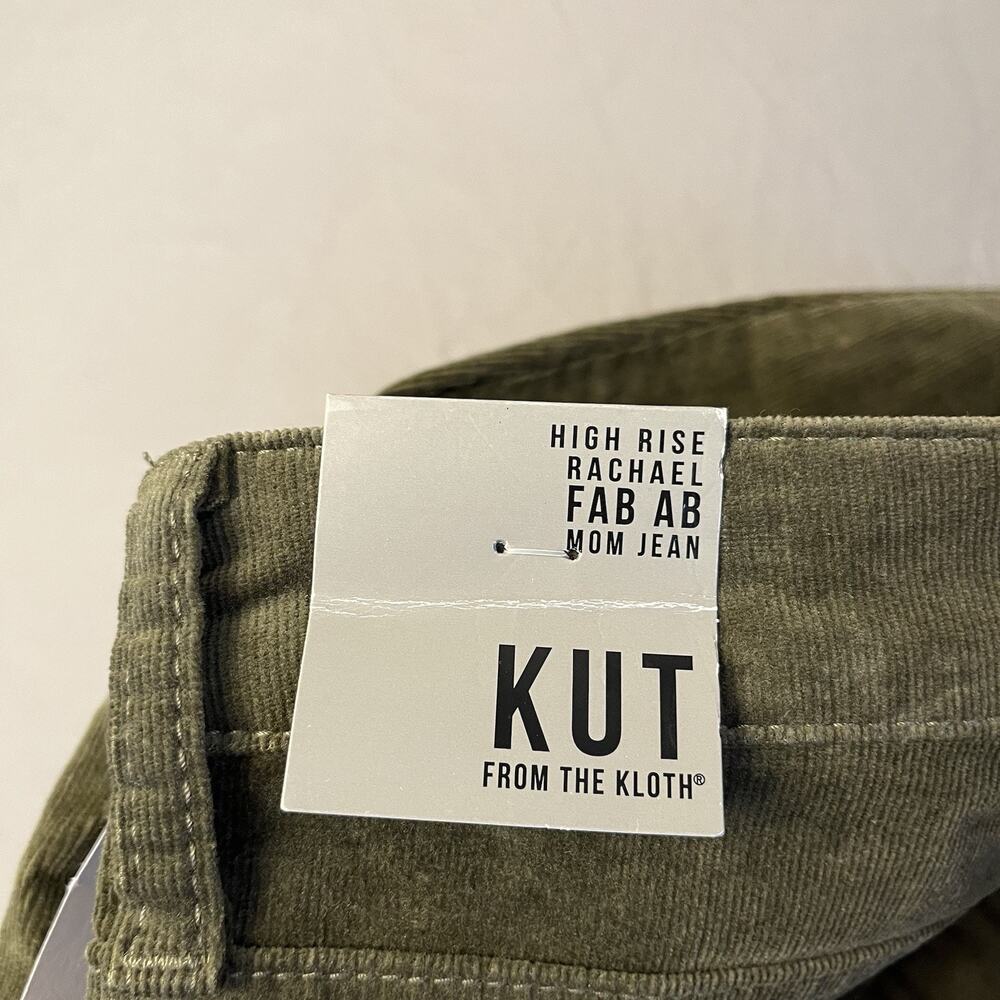 Kut from the Kloth 12P Rachael Fab Ab Mom Jean Corduroy Pants Moss High Rise - Picture 10 of 16